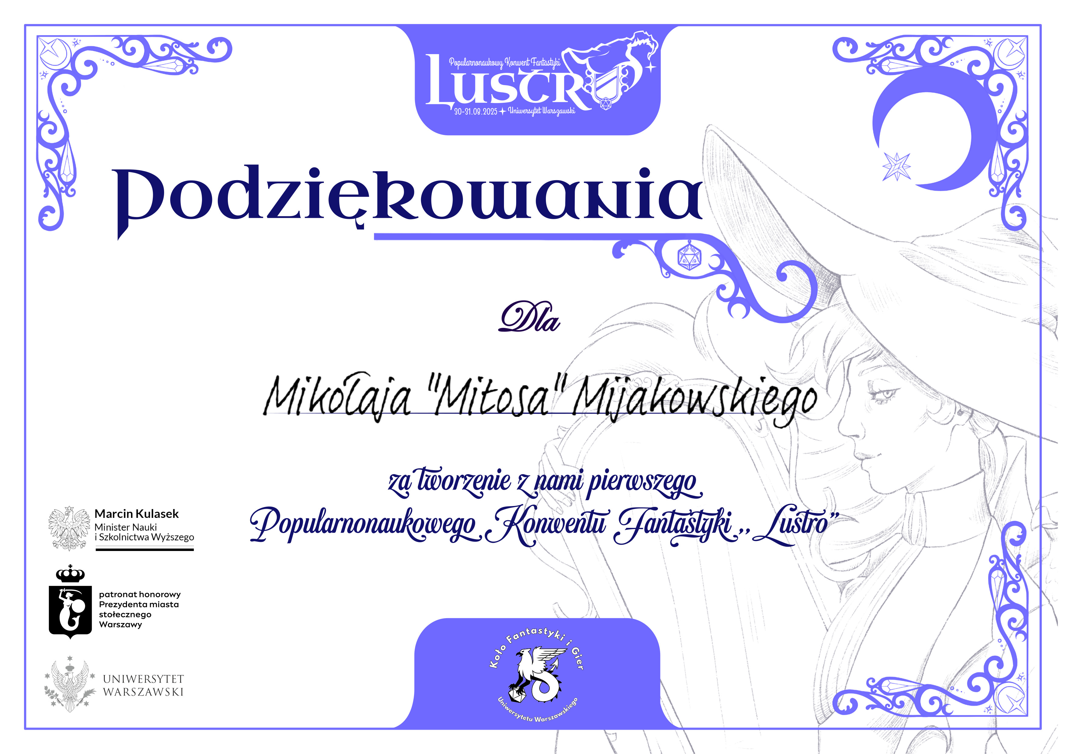 Podziękowania za udział w Lustrze